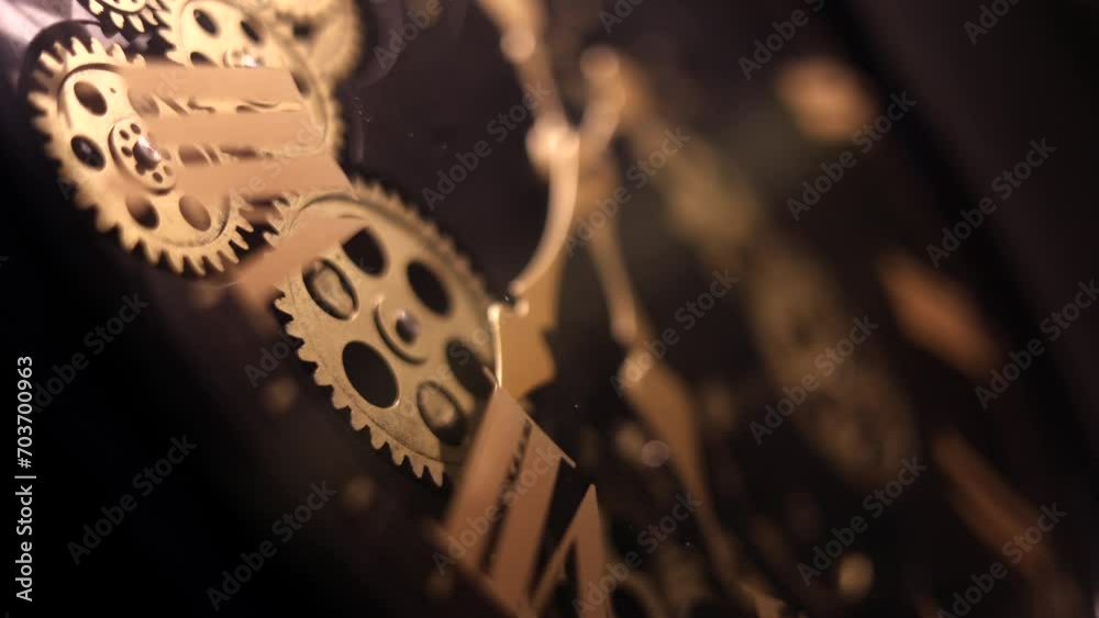 Clock wheels mechanism. 4K concept video for time passing. Clock ...