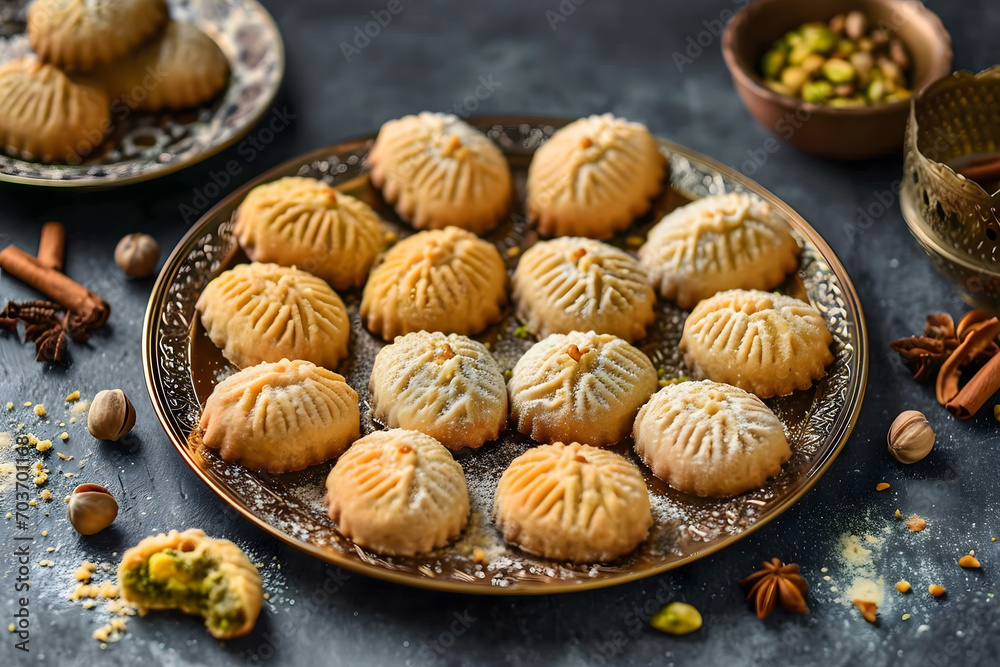 Desserts Eid al-Fitr, Eid al Adha Kahk (Eid Cookies) Arabic filled Pistachio or nut, Ramadan Desserts Eid al-Fitr, Eid al Adha Kahk (Eid Cookies) Arabic filled Pistachio or nut, Ramadan
