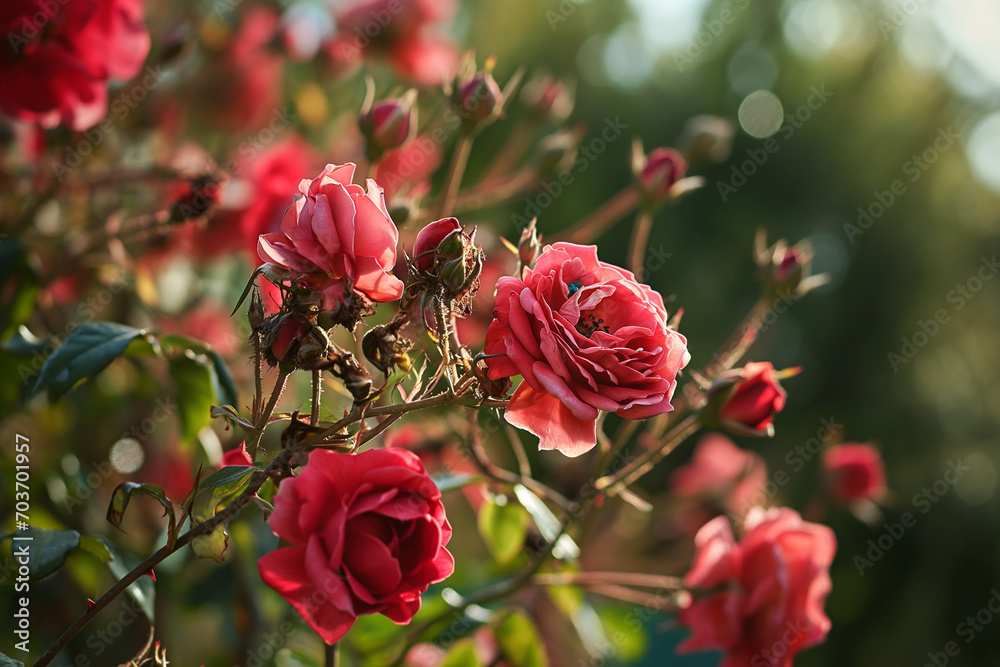 Obraz premium Pruning roses, detailed, careful, thorny. 