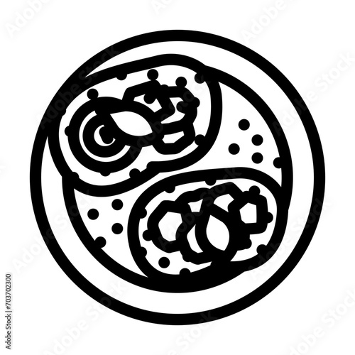 bruschetta appetizer italian cuisine line icon vector. bruschetta appetizer italian cuisine sign. isolated contour symbol black illustration