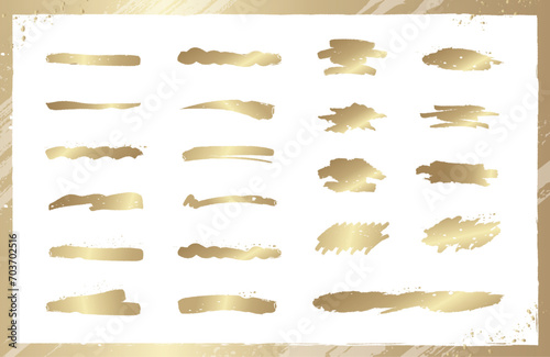 躍動感ある金の筆の高級感あるブラシ、アンダーライン、マーカーセット