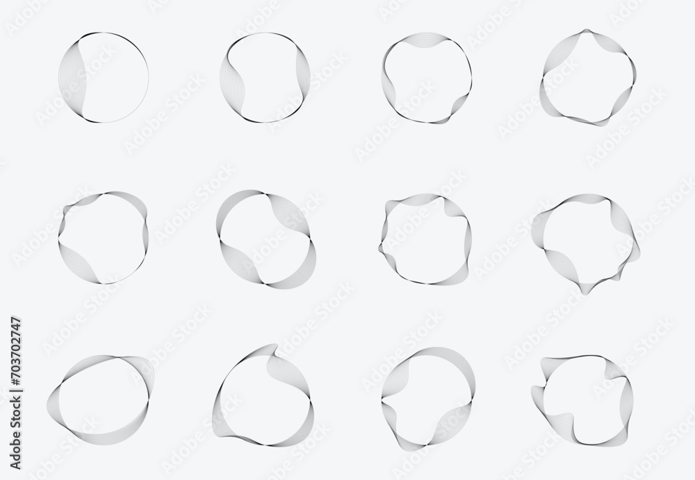 Abstract Circle Lines Set, Vector of Blend Circle Lines Illustration, Wave Ring Collection Abstract Circle Lines Set, Vector of Blend Circle Lines Illustration, Wave Ring Collection
