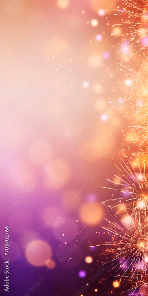 Fireworks display. Abstract firework background with free space for text. Gold  sparkling glitter design background.