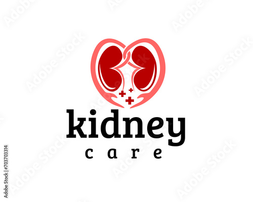 kidney care logo design template kidney with hands wrapped around it forming love