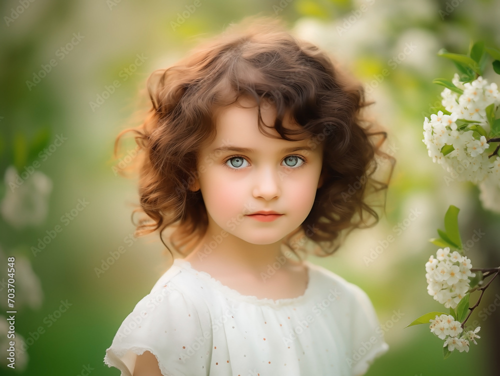 Beautiful girl with flowers close-up. Spring or summertime concept Beautiful girl with flowers close-up. Spring or summertime concept