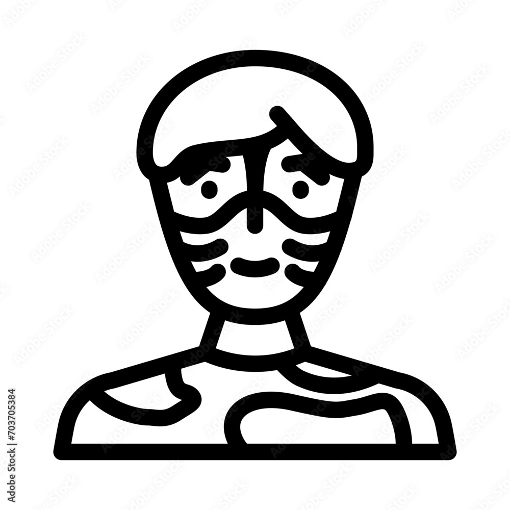 painting mask face line icon vector. painting mask face sign. isolated contour symbol black illustration