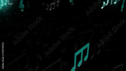 Abstract Glowing Music Notes  Animated Loop 10-sec