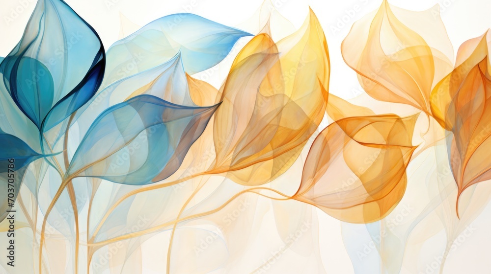 abstract of leaves with pastel colors print out, in the style of transparent layers abstract of leaves with pastel colors print out, in the style of transparent layers