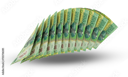 3D rendering of Stacks of Angolan Money 2000 Kwanzas Notes photo
