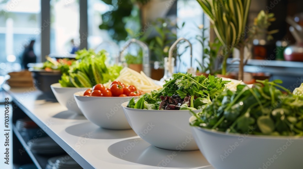 salad bar filled with superfoods bright white setting 