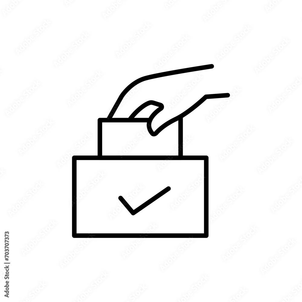 Voting box outline icons, minimalist vector illustration ,simple transparent graphic element .Isolated on white background