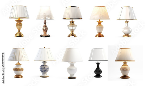 Set of elegant table lamp isolate on transparency background png 