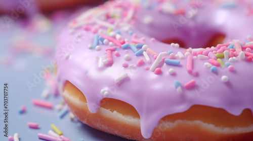Extreme close-up of donut. Food photography