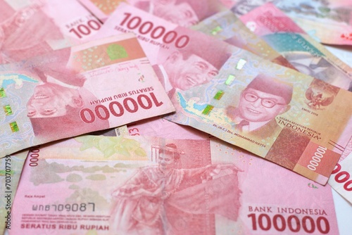 Indonesia Rupiah banknotes background, business and finance background