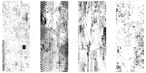 Collection of 4 vector grunge textures. Distress textures set.