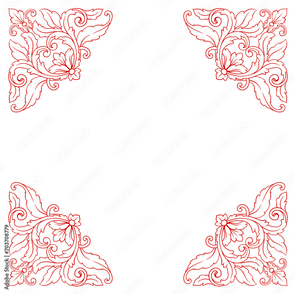 Naklejka premium Love Frame Valentine's Day Ornament Line. Women's Mother's Day Ornament Border