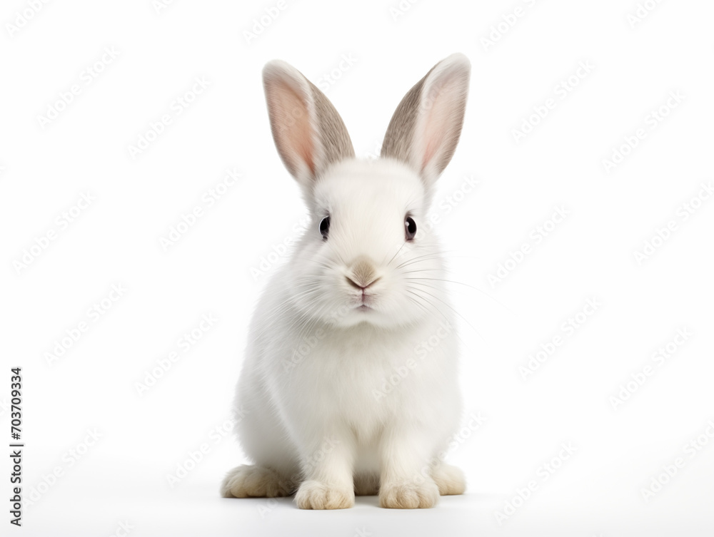 Obraz premium White rabbit portrait isolated on white background