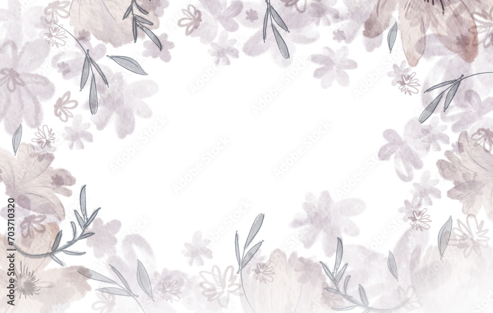 Fototapeta premium Pastel colors floral background. PNG transparent digitally hand painted illustration