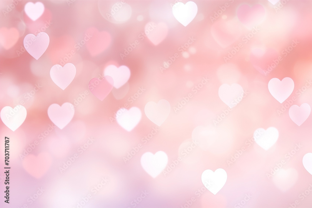 Valentine's Day pink background with blurred hearts