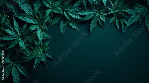 Cannabis leaves with copy space, generative ai