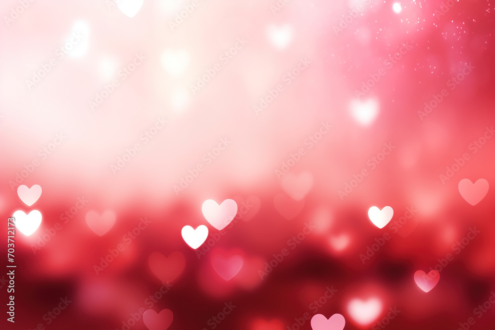 Valentine's Day red background with blurred hearts