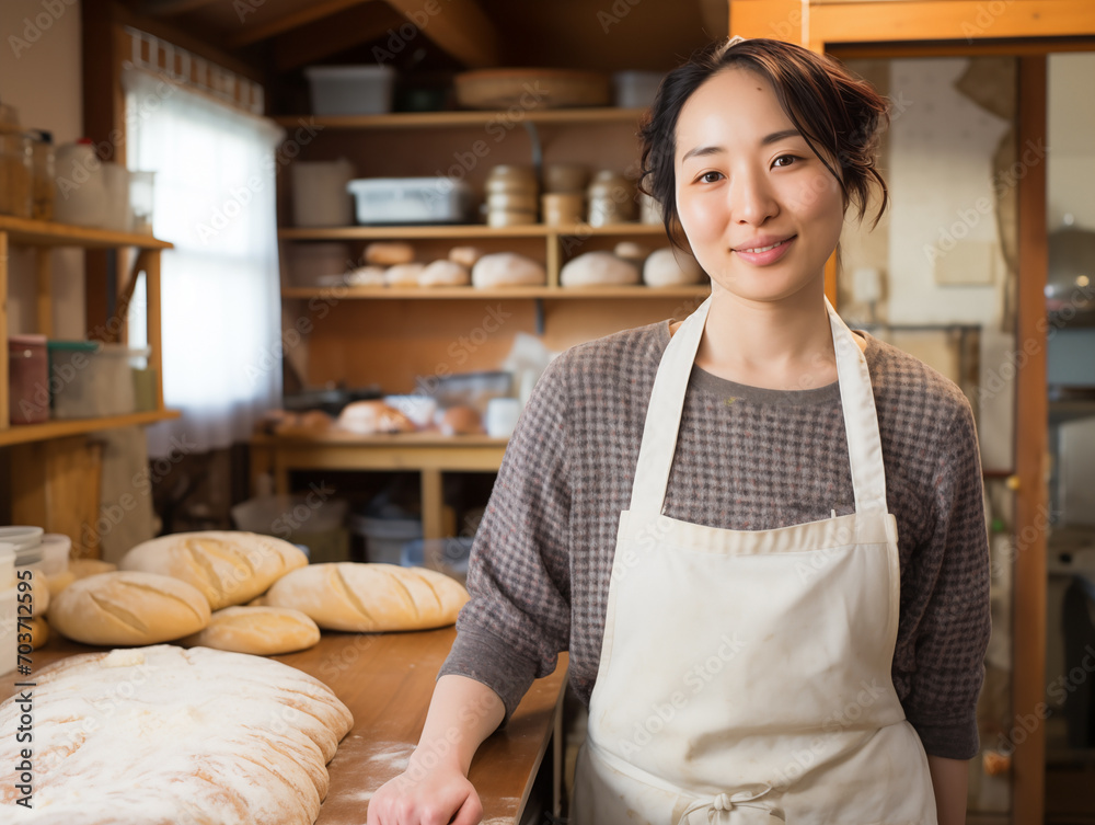 Female baker at work close-up. Woman career concept Female baker at work close-up. Woman career concept