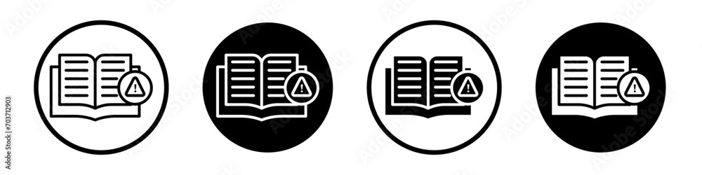 Instruction icon set. Read manual and technical book vector symbol in a black filled and outlined style. Info guide book sign. - obrazy, fototapety, plakaty 