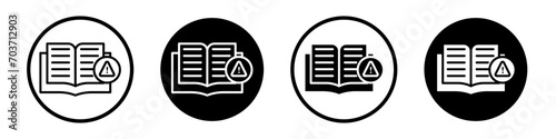 Instruction icon set. Read manual and technical book vector symbol in a black filled and outlined style. Info guide book sign. photo
