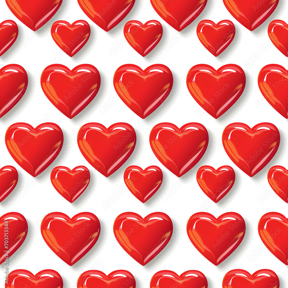 Repeating tile pattern of red hearts on a white background Repeating tile pattern of red hearts on a white background