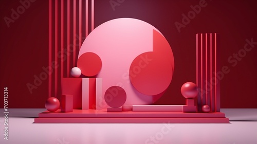 Futuristic Abstract Scene with Geometric Forms and Minimalistic Design, Creative 3D Illustration with Symmetry and Contemporary Composition, Visual Artistic Concept in White Light