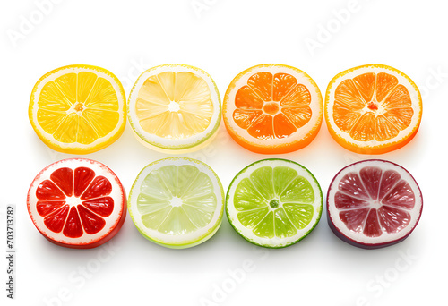 colorful fresh sliced fruit isolated on a white background 