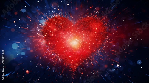 Abstract Red Heart, a Sweet and Colorful Valentine's Day Celebration with Vibrant Romance and Artistic Passion - Perfect for Greeting Cards and Decorative Concepts!