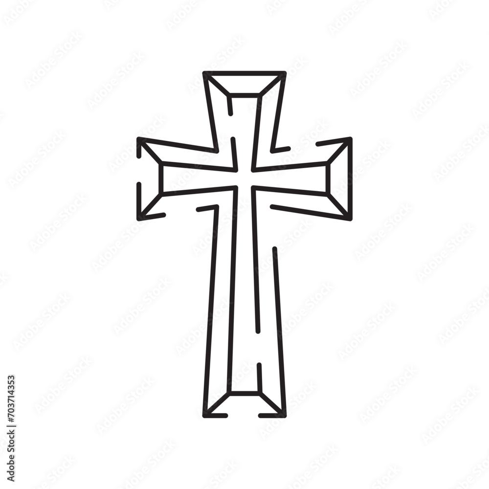 Christianity line icon. Vector religion related icons. Bible, church and cross or Jesus