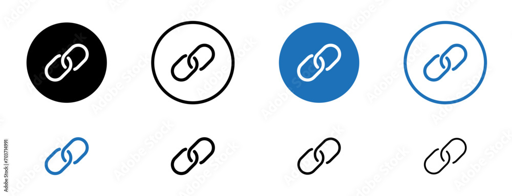 Link line icon set. Web hyperlink symbol in black and blue color. - obrazy, fototapety, plakaty 
