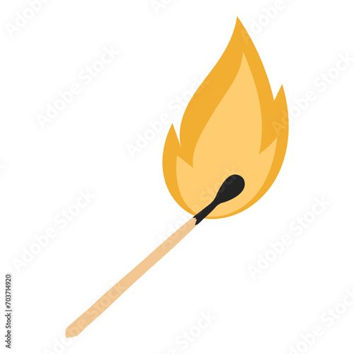 Matchstick burn fire vector illustration