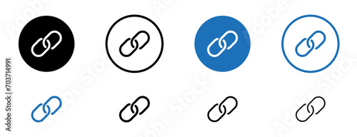 Link line icon set. Web hyperlink symbol in black and blue color.