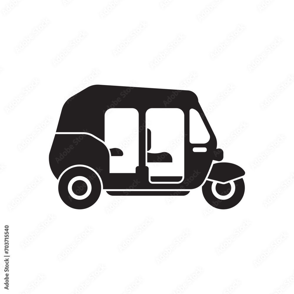 Fototapeta premium Motorcycle rickshaw icon logo vector illustration design