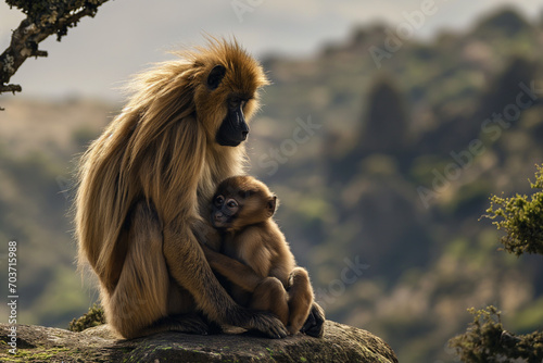 baboon  with baby photo