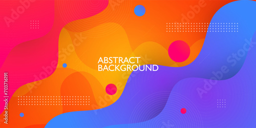 Modern abstract fluid background with blue and orange color wave design with circle 3d pattern background. Eps10 vector