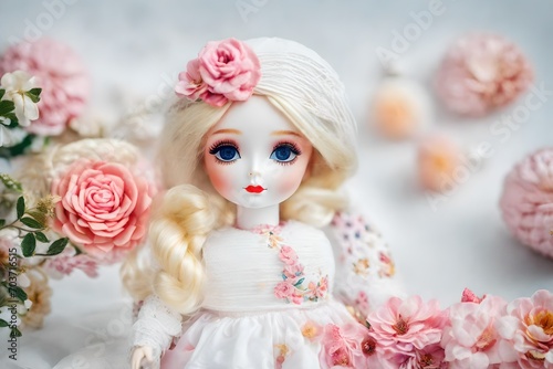 porcelain doll with a flower