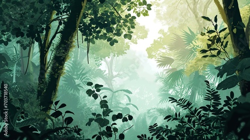 Tropical forest illustration in white background, world wildlife day background