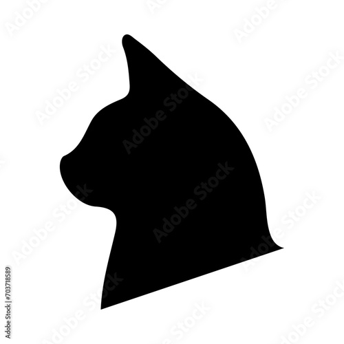 Cat head silhouette illustration on isolated background