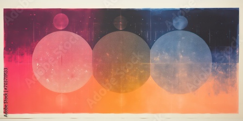 An abstract colorful retro print, radiating a minimalist and psychedelic essence.