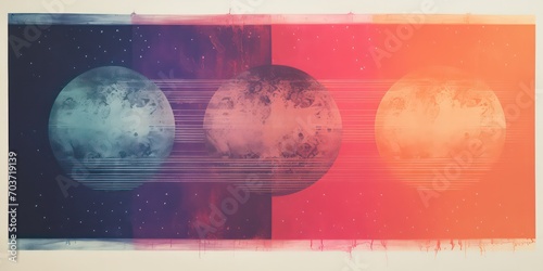 An abstract colorful retro print, radiating a minimalist and psychedelic essence.