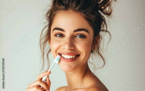 Smiling young woman holding...