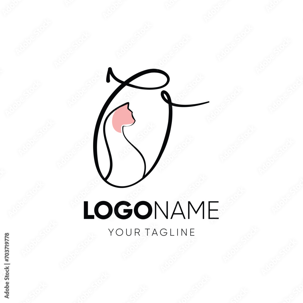 Obraz premium Letter O Funny Cute Cat Logo Design Vector Icon Graphic Emblem Illustration Background Template