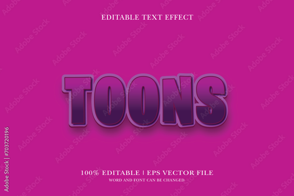 Toons Editable text Effect with  3d vector design