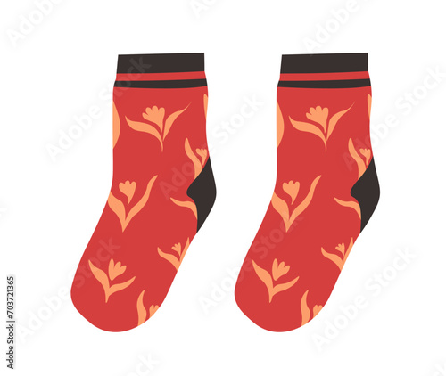 Fashionable socks with flower ornaments vector