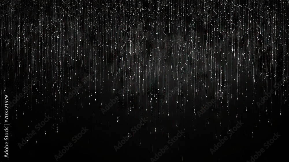 Falling rain down On Black Background. rainy on blac - obrazy, fototapety, plakaty 