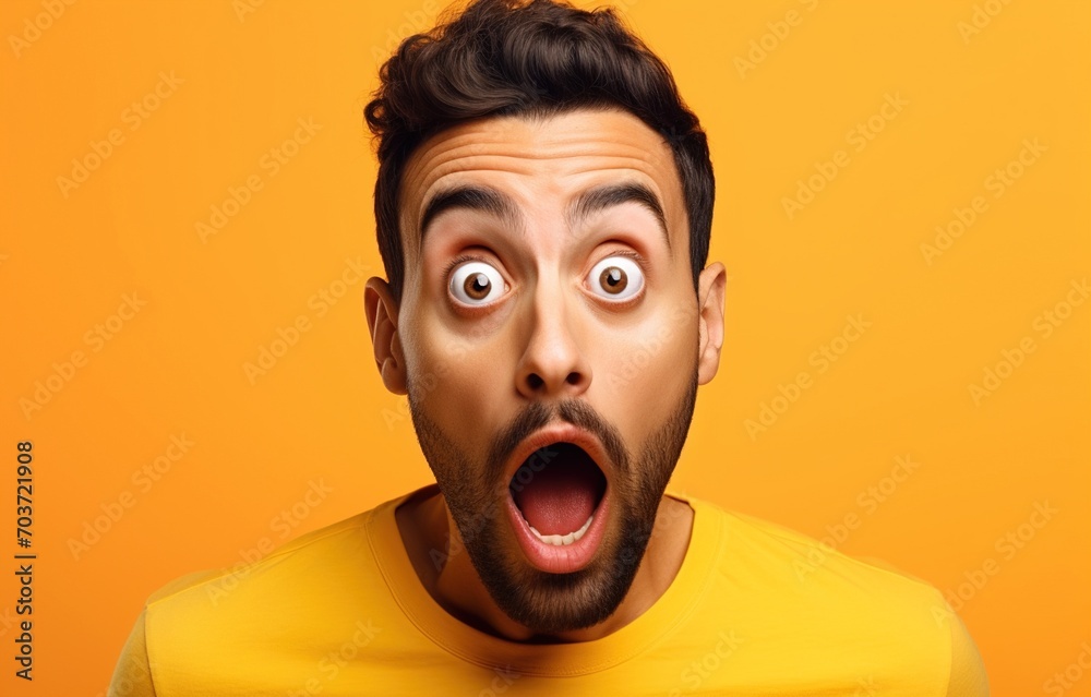 Bearded man with a surprised expression on his face Bearded man with a surprised expression on his face